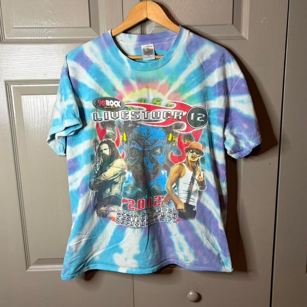 Vintage band tee 2003 livestock festival  Size XL rob zombie tye dye grunge